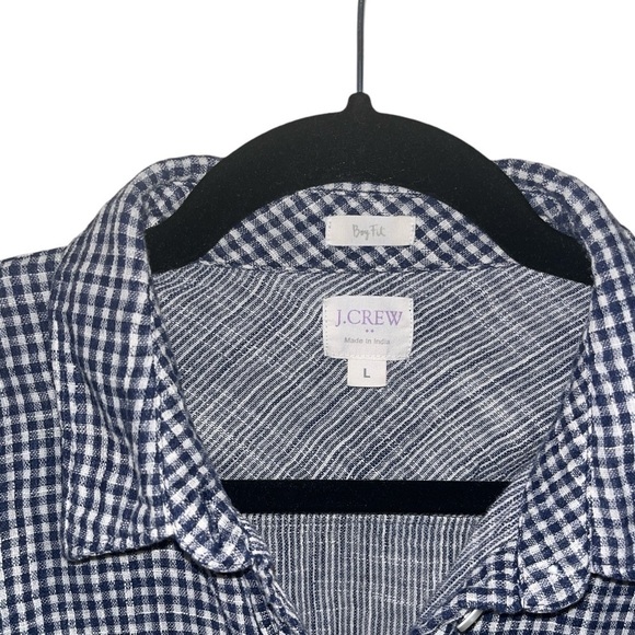 J.Crew Factory Boyfit Button Down Shirt sze L Blue Gingham Pre-Owned Excellent - Picture 3 of 15